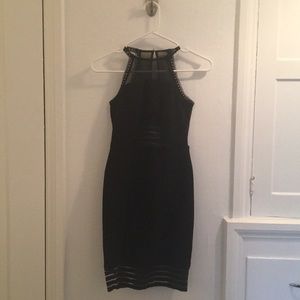 Topshop black mini bodycon dress with mesh